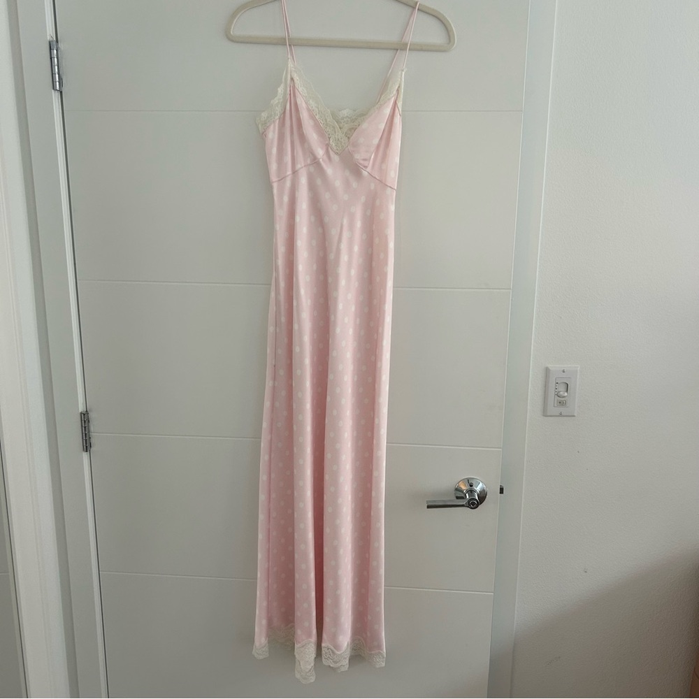 LoveShackFancy Manuela polka dot maxi dress pink